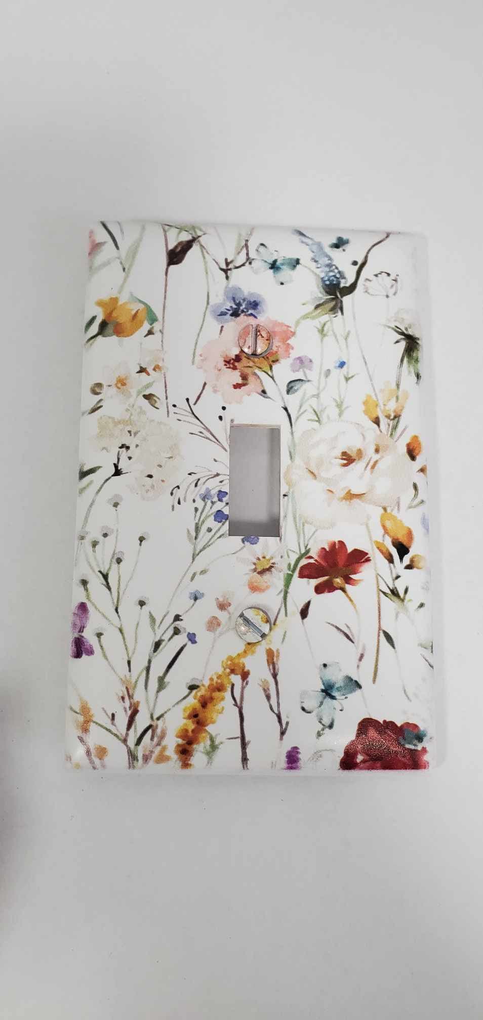 Floral Flowers Botany Spring Printed in Color Light Switch Cover Plate Durable Baby Room Kids Room Decorative Decor