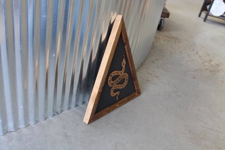 Snake Triangle Rattlesnake Tread On Me Viper Serpent Framed 3D Handmade Art Decor Wooden Sign Raised Layered Sign