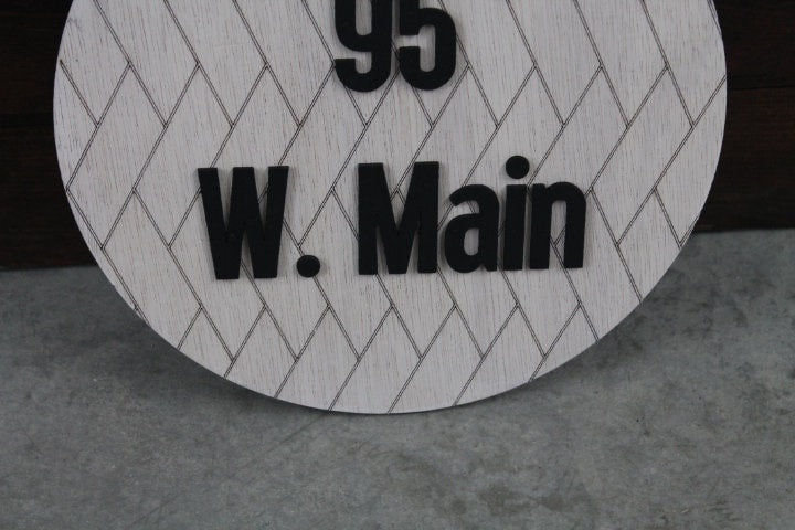 Custom Address Rattan Sign Your Address Name Here Laser Cut Layered Home Round Business Commerical Signage Made to Order Wooden Handmade