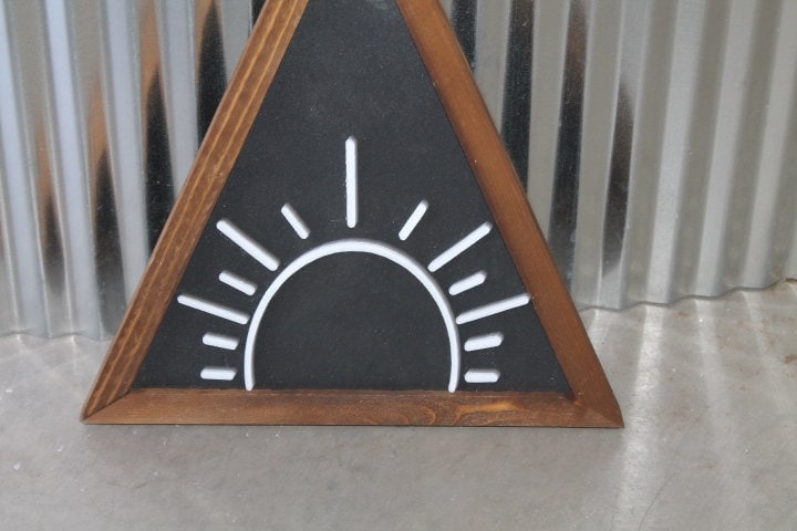 Sun Sunshine Rays Sunset Triangle Framed 3D Handmade Art Decor Wooden Sign Raised Layered Sign