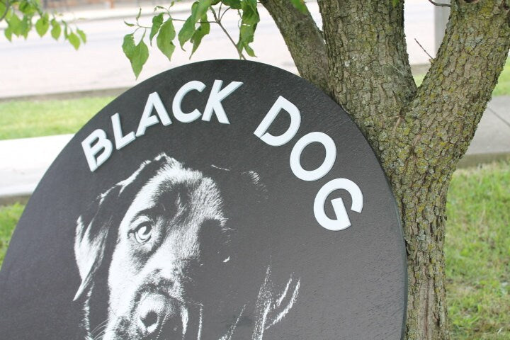 Forensic Labrador Dogs Handmade Custom Wooden Sign Store Black Your Logo Personalized Hanging Sign Raised Letters Round Printed Image