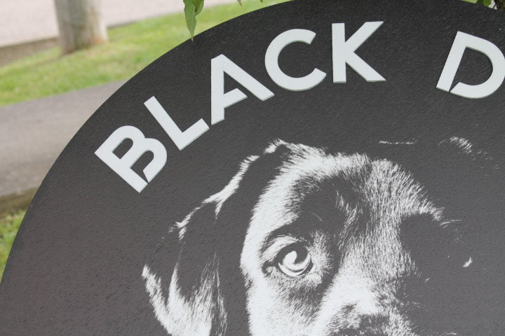 Forensic Labrador Dogs Handmade Custom Wooden Sign Store Black Your Logo Personalized Hanging Sign Raised Letters Round Printed Image