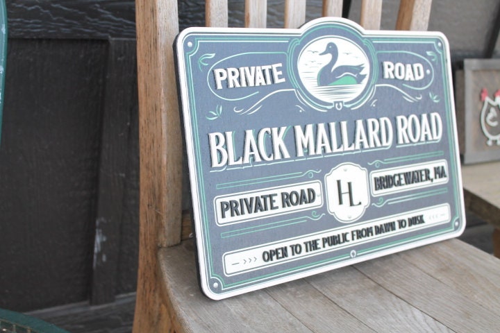 Address Road Sign Mallard Lake River Farm Printed Color 3D Raised Woodland Duck Bird Poultry Hobby Farm Large Custom Wood 3D Large Hunting