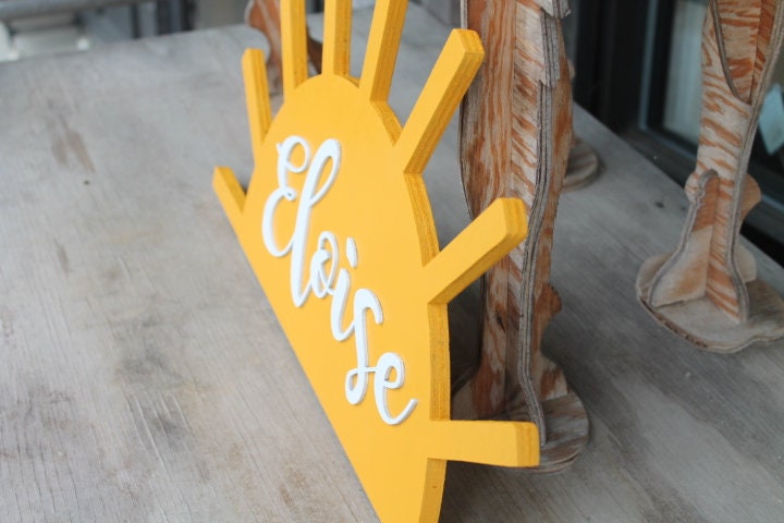 You are my Sunshine Custom Name Baby Shower Crib Sign Contoured Sun New Baby Event Gender Made to Order Personalized 3d Wooden Handmade