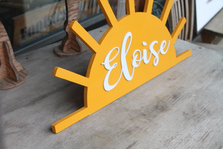 You are my Sunshine Custom Name Baby Shower Crib Sign Contoured Sun New Baby Event Gender Made to Order Personalized 3d Wooden Handmade