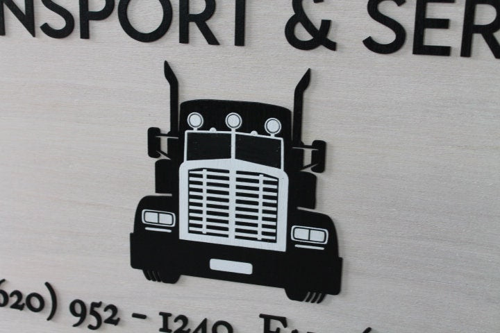 Custom Transport Service Semi Truck Business Sign Rectangle 3D Large Custom Company Indoor Outdoor Small Business Logo Laser Cut Wood Sign