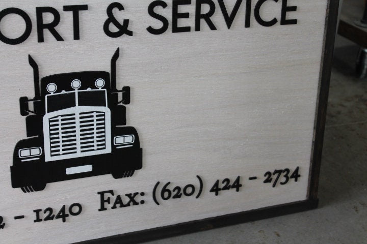 Custom Transport Service Semi Truck Business Sign Rectangle 3D Large Custom Company Indoor Outdoor Small Business Logo Laser Cut Wood Sign