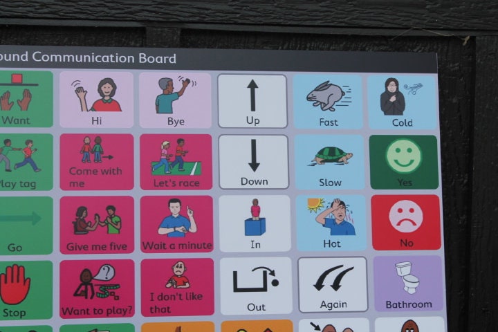 Custom Visual Playground Rectangle Board Communcation Symbols Kids Table Smooth Printed Weatherproof Waterproof Durable Sustainable PVC