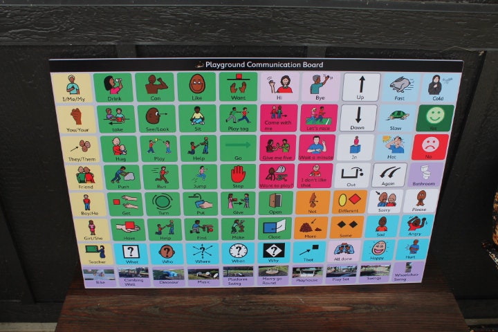 Custom Visual Playground Rectangle Board Communcation Symbols Kids Table Smooth Printed Weatherproof Waterproof Durable Sustainable PVC