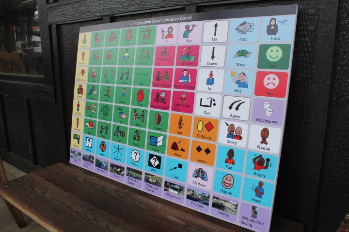 Custom Visual Playground Rectangle Board Communcation Symbols Kids Table Smooth Printed Weatherproof Waterproof Durable Sustainable PVC