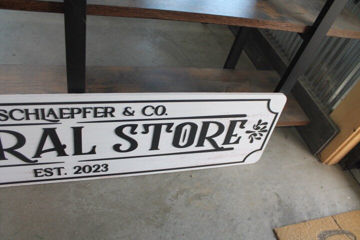 Rustic Customized General Store Personalized 3D Raised and Printed Distressed Vintage Style Co