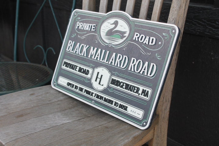 Address Road Sign Mallard Lake River Farm Printed Color 3D Raised Woodland Duck Bird Poultry Hobby Farm Large Custom Wood 3D Large Hunting