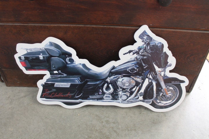 Custom Motorcycle Photo Bike Rider Printed Sign Contour Weatherproof PVC plastic smooth Personalized Cutout Great for hanging ormounted