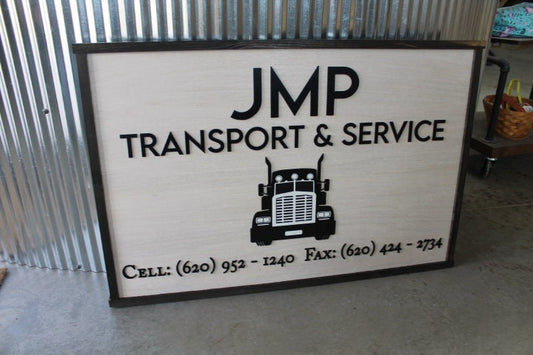 Custom Transport Service Semi Truck Business Sign Rectangle 3D Large Custom Company Indoor Outdoor Small Business Logo Laser Cut Wood Sign