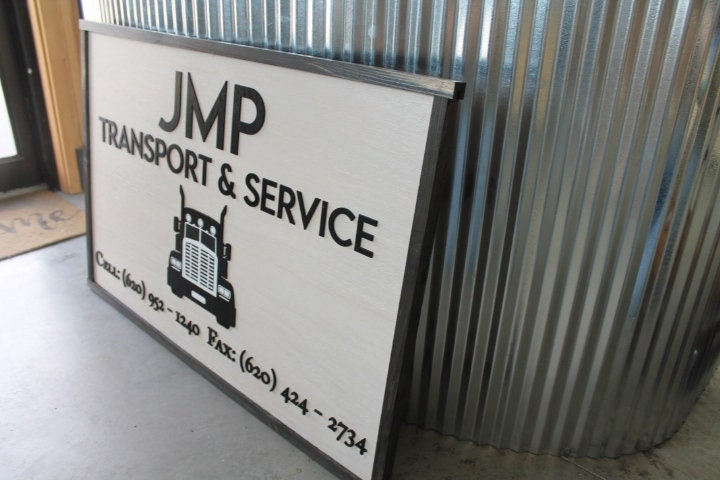 Custom Transport Service Semi Truck Business Sign Rectangle 3D Large Custom Company Indoor Outdoor Small Business Logo Laser Cut Wood Sign