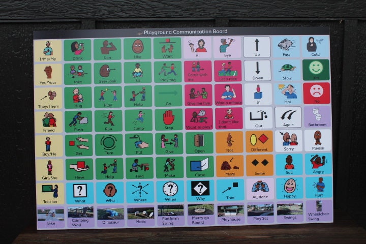 Custom Visual Playground Rectangle Board Communcation Symbols Kids Table Smooth Printed Weatherproof Waterproof Durable Sustainable PVC