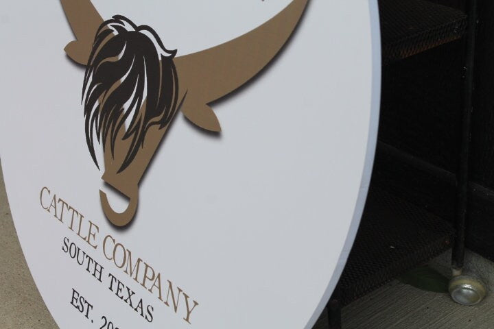 Personalized Cattle Company Hairy Cow Est Longhorn Highland Cow Smooth Round Waterproof Weatherproof Outdoor Signage PVC