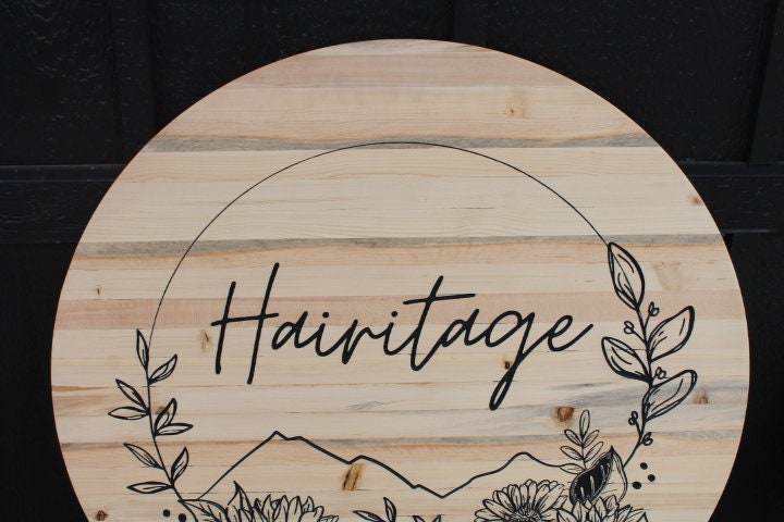 Salon Floral Sunflowers Wood Carved Engraved Color Filled Business Commerical Signage Your Logo Handmade Custom Pine Wood Round Sign