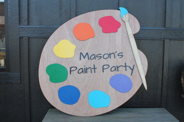 Artist Pallet Painter Artist Paint Pallet Paint Party Art Kids Illustrator Sign 3D Large Custom Birthday Art Room Teacher Laser Cut Wood