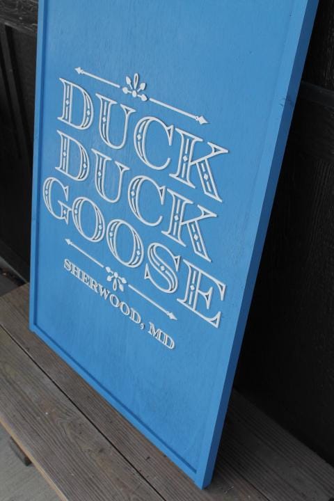 Duck Goose Blue Rectangle Custom Personalized 3D Layered Raised Sign Logo Image Commerical Business Sign