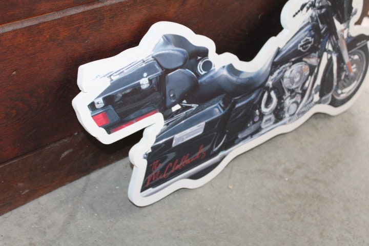 Custom Motorcycle Photo Bike Rider Printed Sign Contour Weatherproof PVC plastic smooth Personalized Cutout Great for hanging ormounted