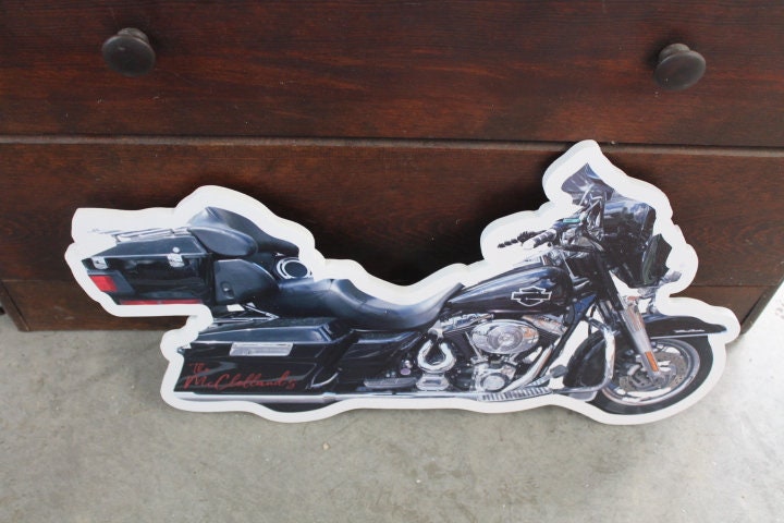 Custom Motorcycle Photo Bike Rider Printed Sign Contour Weatherproof PVC plastic smooth Personalized Cutout Great for hanging ormounted