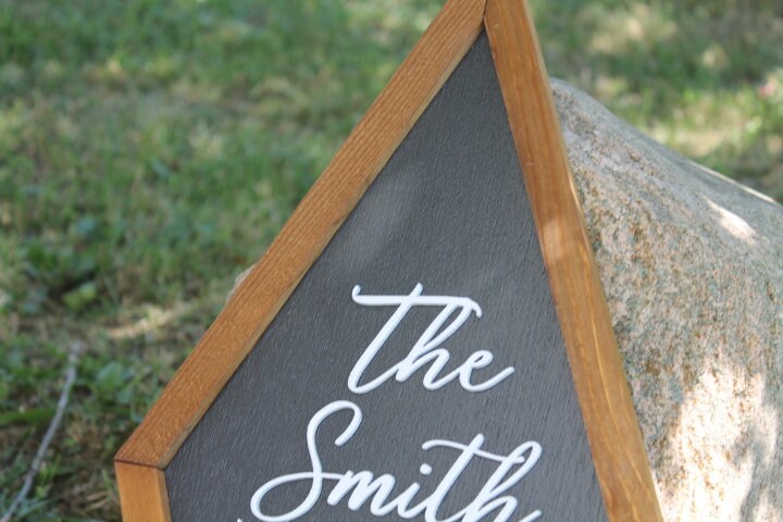 Family Diamond Sign Handmade 3D Raised cutout Framed Personalized Custom Signage Home Gift Wedding Gift Cursive Script