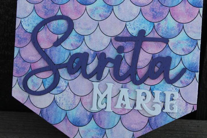 Custom Kids Name Decor Sign Childrens Room Mermaid Personalized Your name Raised 3D Printed Shape Hexagon