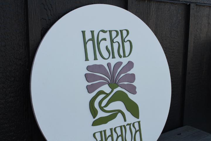 Custom Sign Herb Care Love Give Floral Personalized Logo Handmade Raised Layered Sign Flower Purple