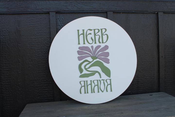 Custom Sign Herb Care Love Give Floral Personalized Logo Handmade Raised Layered Sign Flower Purple