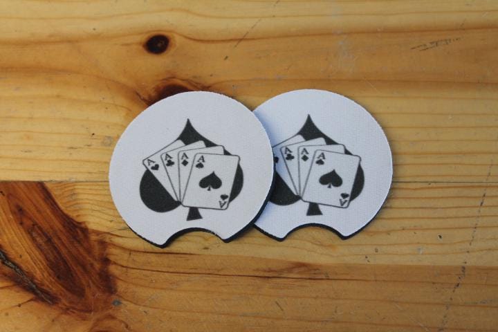 Amanda Clearcreek Aces Spades Local School Logo Gift Set Wholesale bulk Car Coaster Sport Printed Set Bulk Club Clubhouse