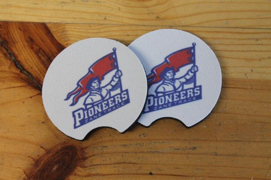 Zane Trace Pioneers Local School Logo Gift Set Wholesale bulk Car Coaster Sport Printed Set Bulk Club Clubhouse