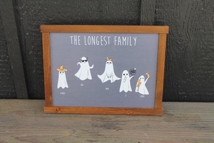 Ghost Family Personalized With Names Halloween Spooky Cute Customized Printed Handmade Home Decor Seasonal Unique Dancing Selfie Cat Witch