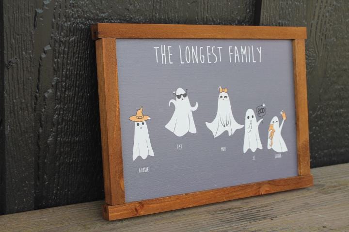 Ghost Family Personalized With Names Halloween Spooky Cute Customized Printed Handmade Home Decor Seasonal Unique Dancing Selfie Cat Witch