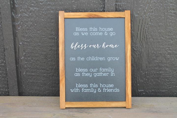 This House Friends Love Raised layered sign with printing Blessed Happy Home Decor Family Love Handmade Home Decor Rustic Giftable