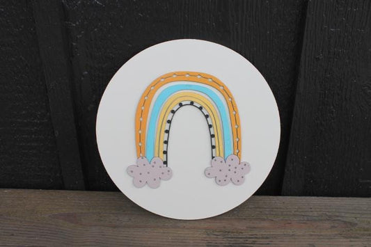 Rainbow Boho Colorful Nursery Bohemian Pastel Girls Room Bedroom Bathroom Decor handmade wooden sign 3D Layered Wall Art Round