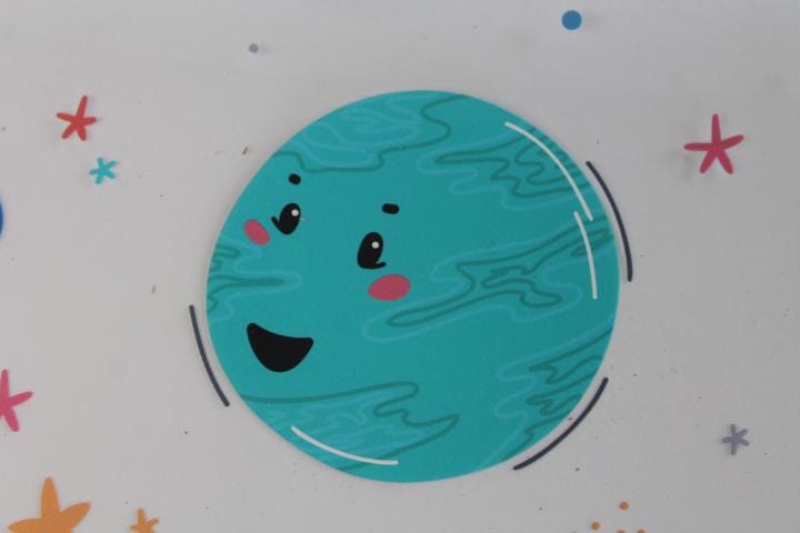 Solar System Planets Theme Decals Waterproof Sheet Full Color Sticker Kids Bright Fun Window Deal Wall Sticker Thermos Kawaii Faces