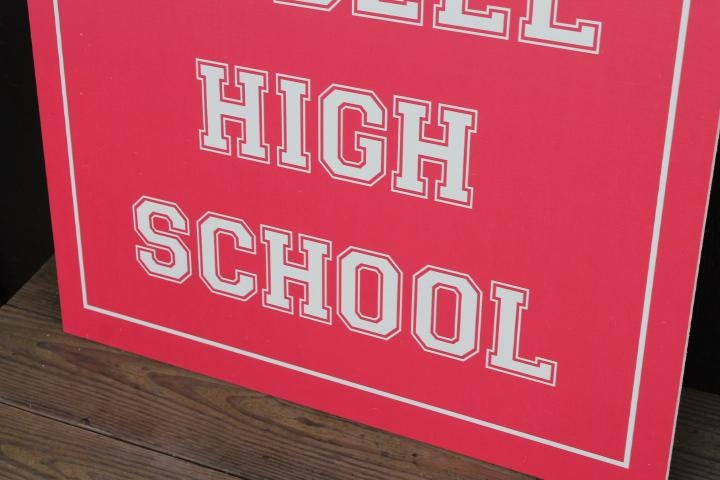 Custom High School Stadium Sign Sports Event District Outdoor Square Weatherproof PVC Smooth Sustainable Great for hanging Outdoors Fence