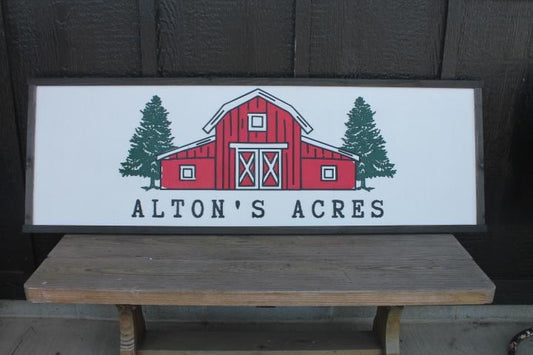 Custom Logo Sign Barn Acres Commerical Business Driveway sign 3D Red Personalized layered sign Hanging