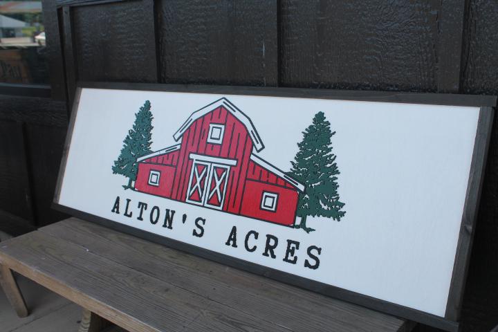 Custom Logo Sign Barn Acres Commerical Business Driveway sign 3D Red Personalized layered sign Hanging