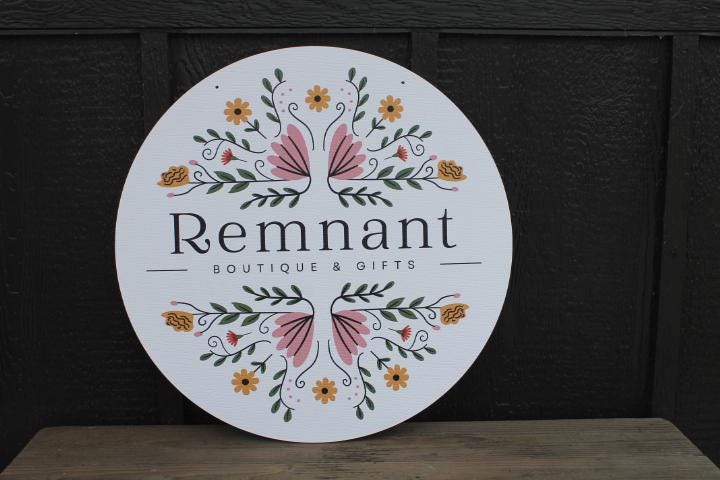 Vendor Event MCM Small Business Sign Your Actual Logo Round Hanging Sign Vintage Booth Custom Circle Personalized Wall Art Color Wood Print