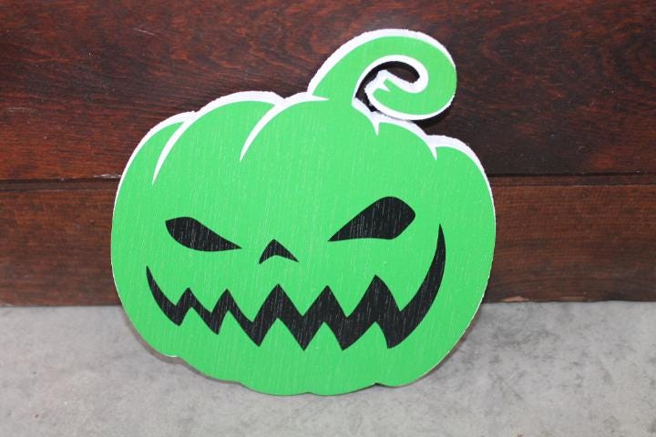 Jack o lantern Green Pumpkin Halloween Spooky Yard Art PVC Textured Face Decoration Haunted House Printed Outdoor Weather proof