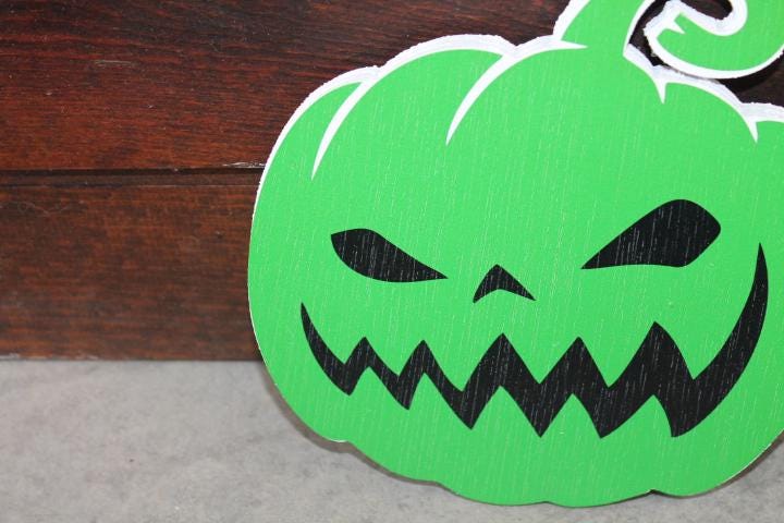 Jack o lantern Green Pumpkin Halloween Spooky Yard Art PVC Textured Face Decoration Haunted House Printed Outdoor Weather proof