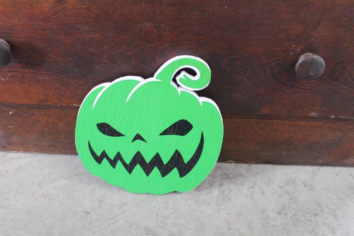 Jack o lantern Green Pumpkin Halloween Spooky Yard Art PVC Textured Face Decoration Haunted House Printed Outdoor Weather proof