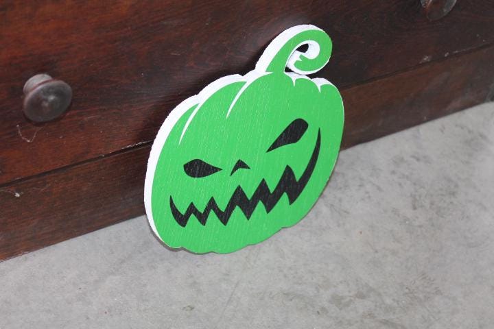 Jack o lantern Green Pumpkin Halloween Spooky Yard Art PVC Textured Face Decoration Haunted House Printed Outdoor Weather proof