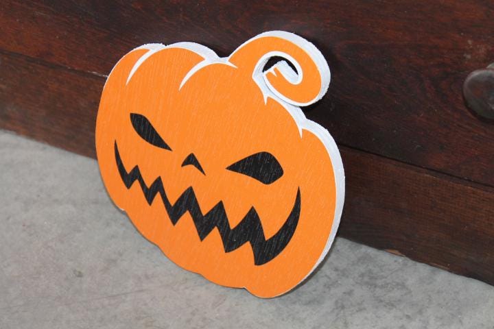 Jack o lantern Orange Pumpkin Halloween Spooky Yard Art PVC Textured Face Decoration Haunted House Printed Outdoor Weather proof