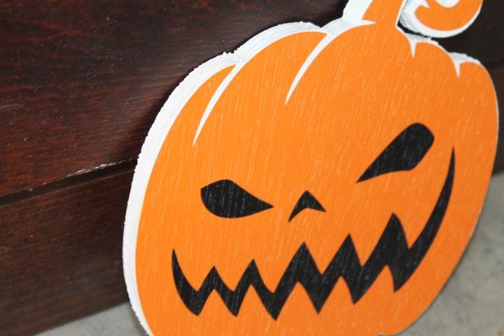 Jack o lantern Orange Pumpkin Halloween Spooky Yard Art PVC Textured Face Decoration Haunted House Printed Outdoor Weather proof