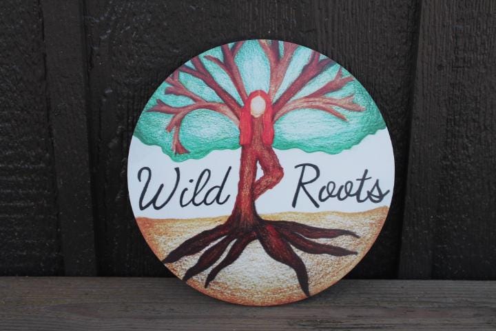 Vendor Booth Tree Printed Logo Sign Lightweight affordable Small Business Wooden Hanging Door Sign Color Vibrant Roots Wild