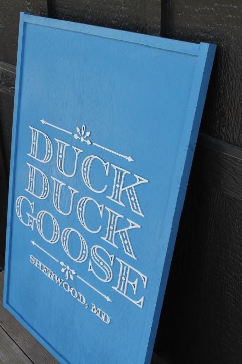 Duck Goose Blue Rectangle Custom Personalized 3D Layered Raised Sign Logo Image Commerical Business Sign