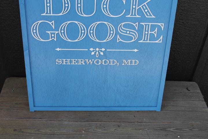 Duck Goose Blue Rectangle Custom Personalized 3D Layered Raised Sign Logo Image Commerical Business Sign